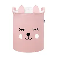 SIPO Koš na hračky se šňůrkou, skládací bavlněný / 43 l, Teddy Bear Pink