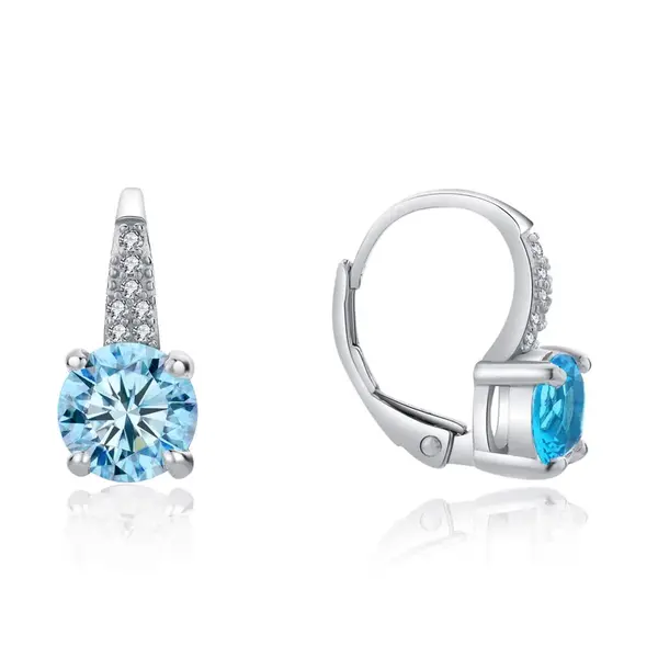 MOISS Pôvabné strieborné náušnice s modrými zirkónmi E0000663