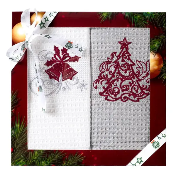 Kuchyňský ručník sada 2 ks 50x70 cm bílý/šedý