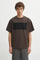 Bavlněné tričko MM6 Maison Margiela pánské, hnědá barva, s potiskem, SH0GC0053.M20050.143