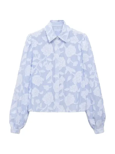 MANGO Blúzka 'Palomo'  svetlomodrá / biela