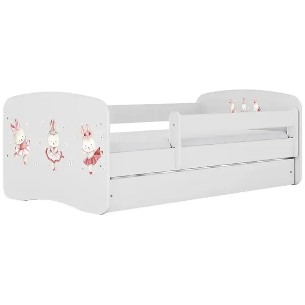 Dětská postel Babydreams+SZ+M bílá 80x180 Tančící králíčci