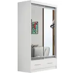 Skříň Se Zrcadlem Margo 120cm Dub Bílý Mat/Šedá