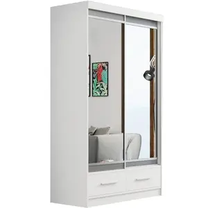 Šatní skříň Se Zrcadlem Margo 120cm Dub Bílý Mat/Šedá