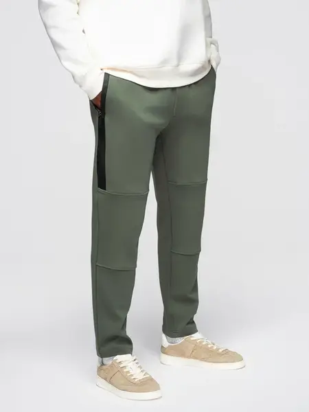 Ombre Men's sweatpants with straight leg and rubber details - dark olive green