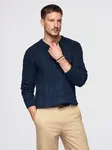 Ombre Men's elegant sweater with interesting weave - navy blue