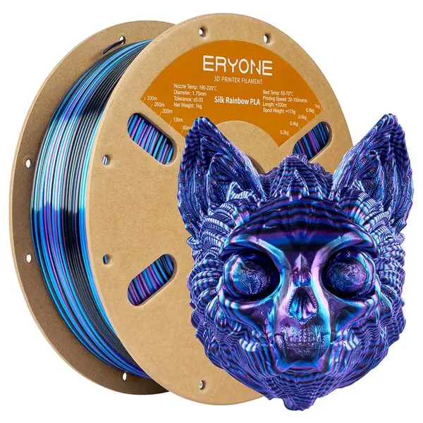 ERYONE Silk Twist Rainbow PLA Filament 1kg - Obsidian (Black&Blue&Purple)