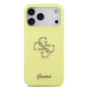 Zadní kryt Guess Liquid Silicone 4G Metal Logo pro Apple iPhone 17 Pro Max, žlutá