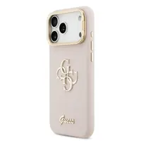 Zadní kryt Guess PU Grained 4G Logo Stand Camera Frame pro Apple iPhone 17 Pro Max, růžová