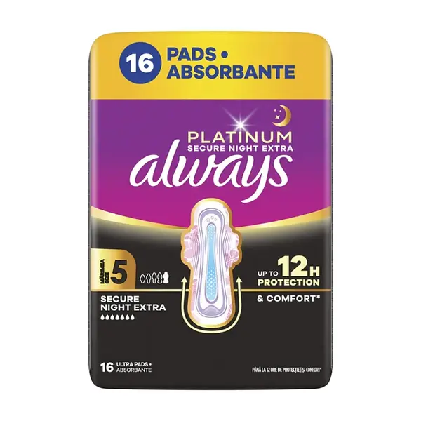 ALWAYS Platinum Ultra Secure Night Extra Hygienické vložky s křidélky 16 kusů