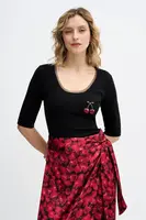 Tričko Never Fully Dressed Cherry Teddy dámské, černá barva, NFDTO2102