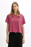 Bavlněné tričko Guess Jeans dámské, vínová barva, W5BI23 K8HM0