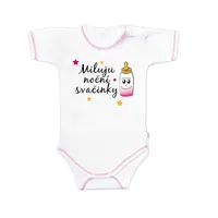 Baby Nellys Body kr. rukáv s vtipným textem, Miluju noční svačinky, vel. 86