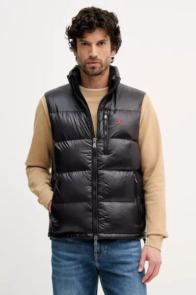 Péřová vesta Polo Ralph Lauren černá barva, zimní, 710P06138
