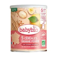 BABYBIO Nemléčná 5zrnná obilná kaše immunité s banánem a jablkem 220 g