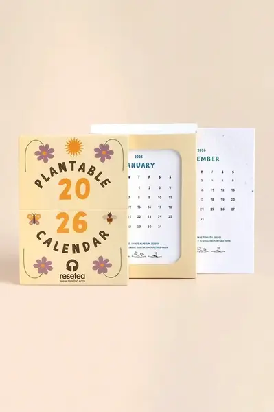 Kalendár so semenami rastlín na pestovanie RESETEA Plantable Calendar 10,5 x 15 cm viac farieb