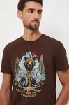 Bavlněné tričko Medicine pánské, hnědá barva, s potiskem