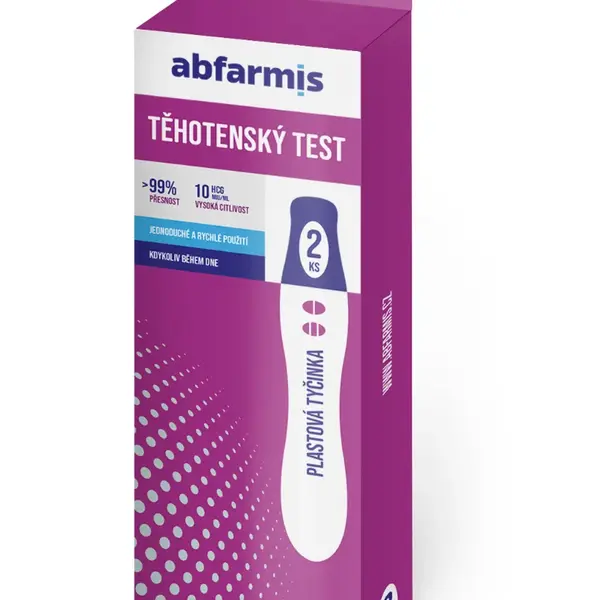 Abfarmis Těhotenský test 10 mIU/ml testovací tyčinky 2 ks