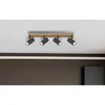 GLOBO 4bodové svietidlo ROBBY čierna/grafitová/drevo GU10 35W 560 x 60 x 120 mm