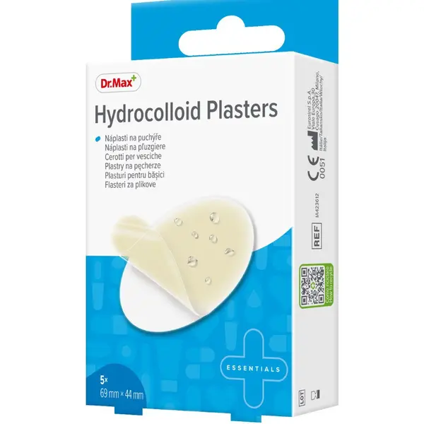Dr. Max Hydrocolloid Plasters 69 x 44 mm náplasti na puchýře 5 ks