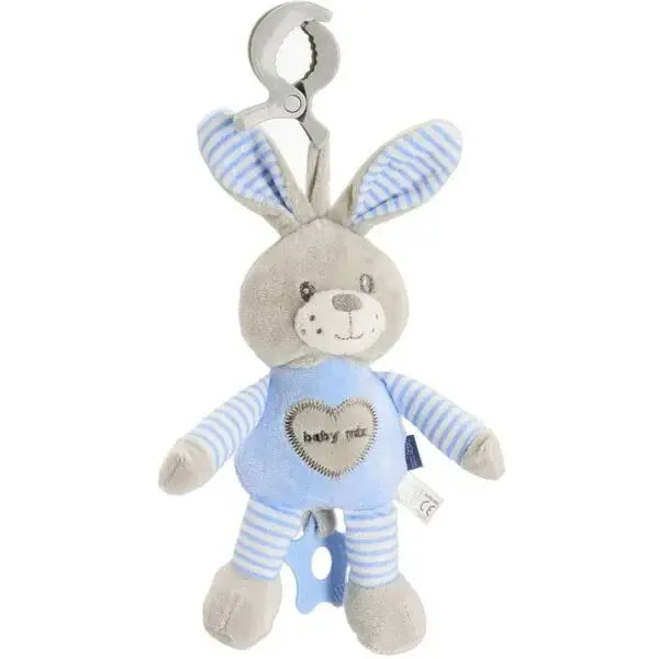 BABY MIX KRÁLIK Plyšová hračka s klipom, sivá, veľkosť