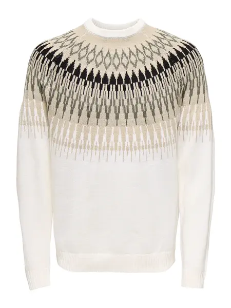 Only & Sons Sveter 'ONSTERRY'  béžová / sivá / čierna / biela