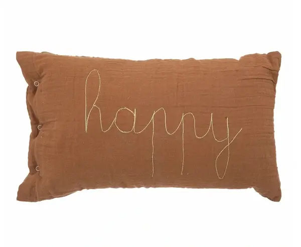 Detský dekoračný vankúšik HAPPY 50x30cm, hnedý