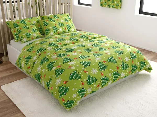 Flanelové povlečení z mikrovlákna CHRISTMAS TREE zelené Rozměr povlečení: 70 x 90 cm | 140 x 200 cm