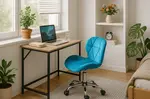 Set do pracovne stôl TAYLOR 80x50 cm dub sonoma + kreslo AVOLA VELVET kráľovsky modré