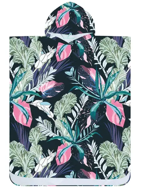 Plážové pončo NIGHT BLOSSOM čierne 80x145 cm