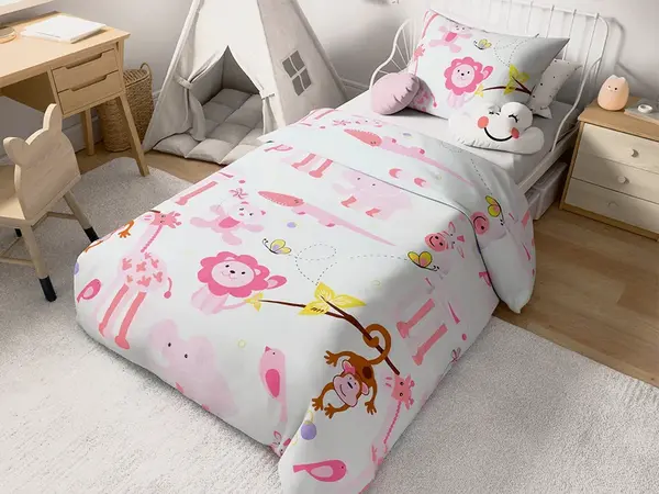 Povlečení do postýlky z Renforcé bavlny ZOO růžové Rozměr povlečení: 45 x 65 cm | 90 x 140 cm