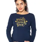 Těhotenské triko dlouhý rukáv Made with Love - tm. modrá - XL
