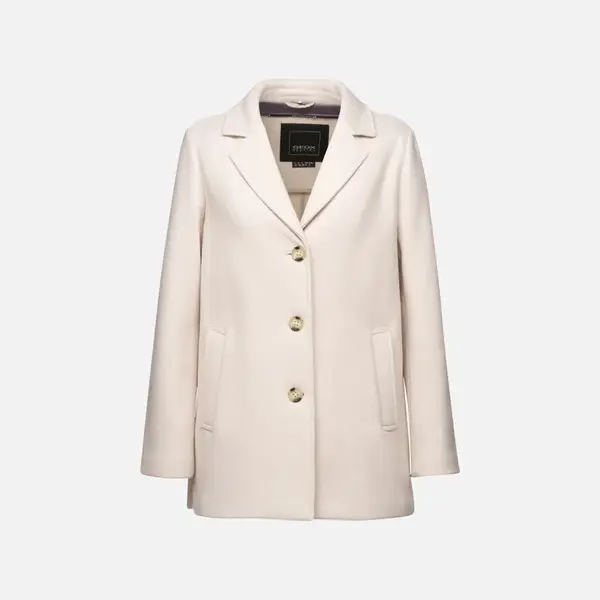 Cream Women's Coat Geox Doralea - Women's