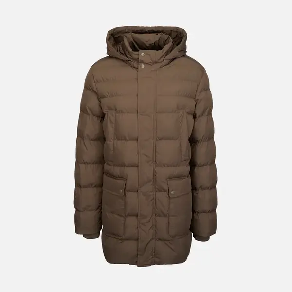 Men's Brown Quilted Jacket Geox Leitan - Mens