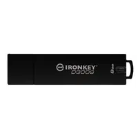 Kingston USB flash disk, USB 3.0, 8GB, IronKey D300S, černý, IKD300S/8GB, USB A, šifrování XTS-AES 256-bit, FIPS 140-2 Level 3