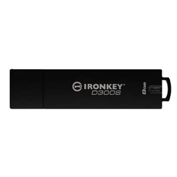 Kingston USB flash disk, USB 3.0, 8GB, IronKey D300S, černý, IKD300S/8GB, USB A, šifrování XTS-AES 256-bit, FIPS 140-2 Level 3