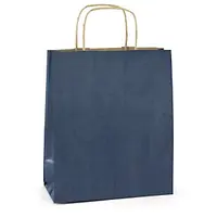200 x Barevné papírové tašky s kroucenými úchyty 250x320x110 mm, modré | RAJA