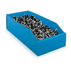 25 x Plastový regálový zásobník, skládací 380 x 180 x 105 mm, tmavě modrý, objem 6l, nosnost 10kg