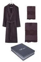 Dámský župan STELLA  + ručník + osuška + dárkový box M Švestková
