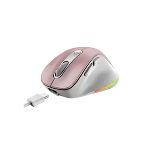 Genius Ergo 9000S Pro /Ergonomická/Optická/Pro praváky/2 400 DPI/USB+BT/ růžová