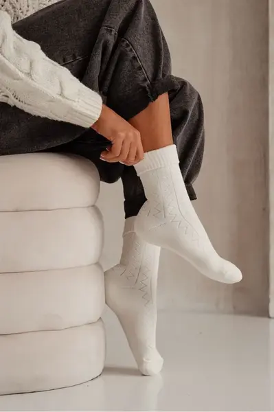 Milena Dámské ponožky Frotte Zygzak Ecru