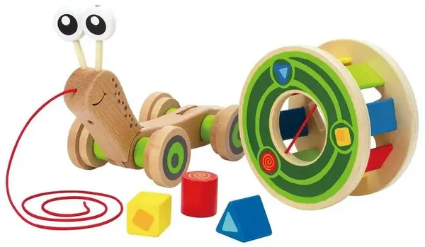 Ťahačka slimák s vkladacími geometrickými tvarmi