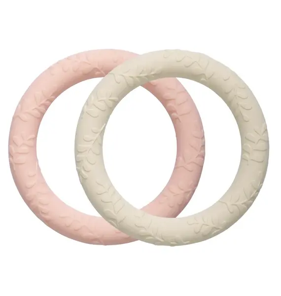 A Little Lovely Company - silikónové hryzadielka s listami - jahodový krém, 2 ks