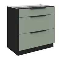 Spodní skříňka Aria 80 D 3S BB - Premium Box Barva korpusu: Černá, Barva dvířek: SA - Aquamarine AFM