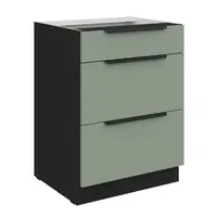 Spodní skříňka Aria 60 D 3S BB - Premium Box Barva korpusu: Černá, Barva dvířek: SA - Aquamarine AFM