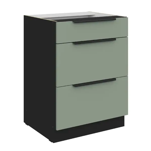 Spodní skříňka Aria 60 D 3S BB - Premium Box Barva korpusu: Černá, Barva dvířek: SA - Aquamarine AFM