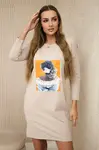 Šaty s grafikou 3D, krajka béžová