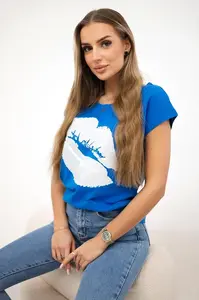 Halenka s potiskem rtů fialovo-modrá