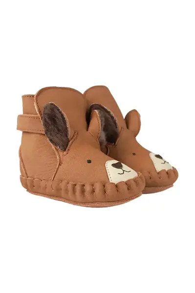 Donsje  topánky dojčenské nubukové Kapi Exclusive Booties Fluffy Squirrel