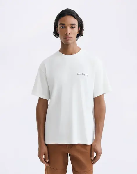 Thinking MU Long Hug Aaron Tee WHITE L